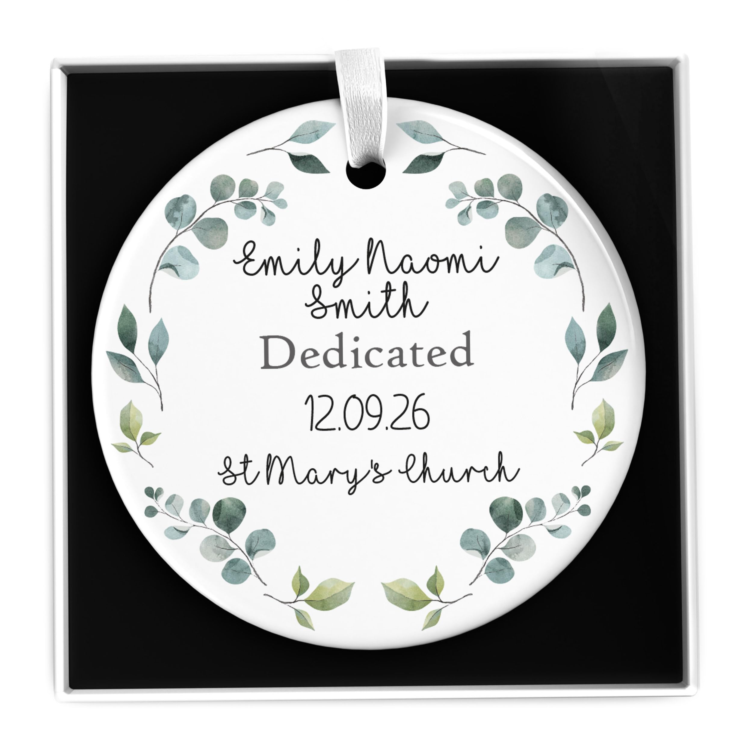 Beecreative Personalised Dedication Gifts For Girls - Daughter, Niece, Goddaughter Dedication Gift Keepsake - Dedicated Day - Ceramic Ornament With Gift Box