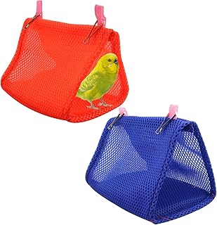 2pcs Hanging Summer Bird Bed, Breathable Bird Hammock Hideaway Cave Bed Tent for Hamster Budgies Parakeet Cockatiel Lovebird Parrot