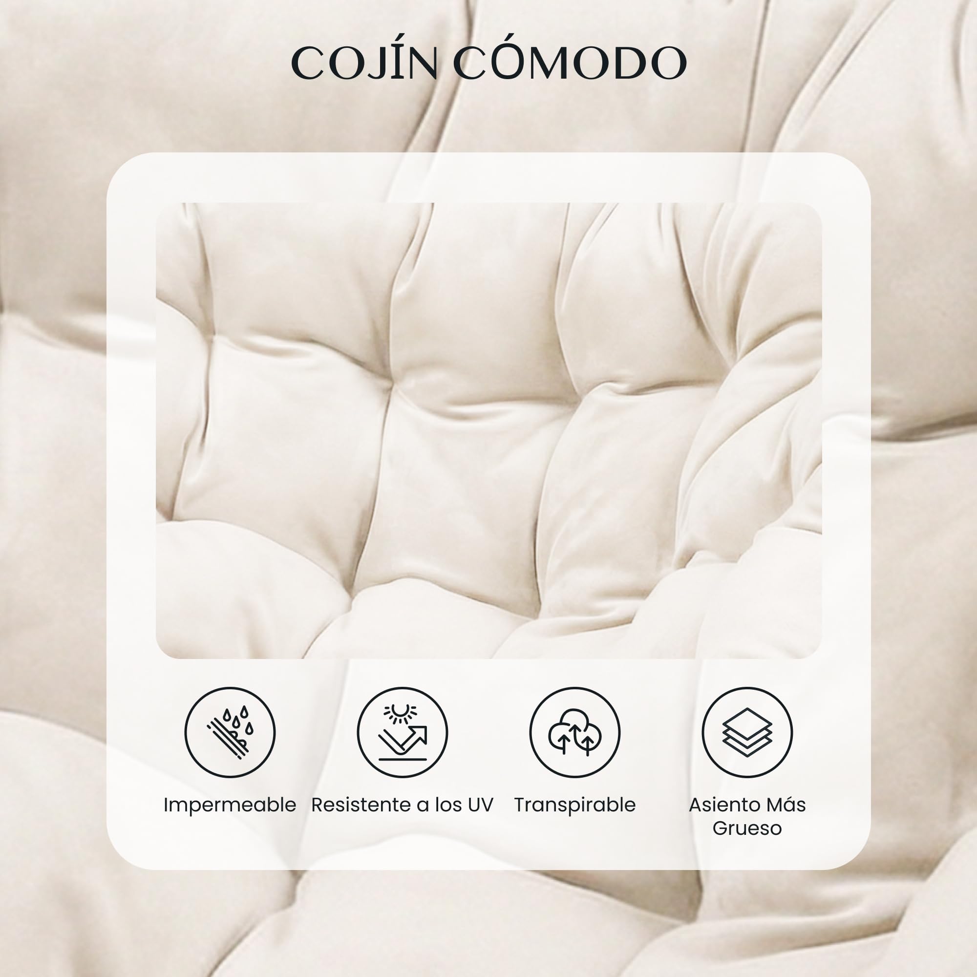 FLEXISPOT Sillón Mecedor XL, Silla de Lactancia Grande, Cojín Grueso Transpirable, Impermeable y Antidescolorante, Balanceo Suave, Estructura Metálica Estable, Salón, Dormitorio, Balcón, Jardín, Beige