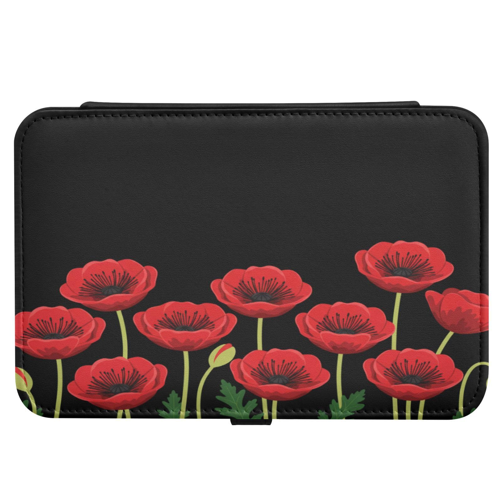 Boîte à bijoux de voyage en cuir synthétique noir et plateau amovible floral