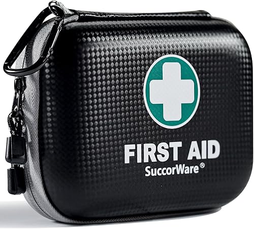 Miniatura 10 de Kit de primeros auxilios mini de 150 piezas - pequeño kit médico con carcasa dura - kit de primeros auxilios de emergencia para automóvil, viajes,