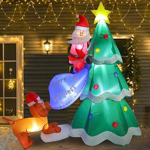 Miniatura 4 de Decoraciones inflables de árbol de Navidad de 6.3 pies para exteriores, decoraciones de patio de Navidad inflables con luces LED, estrella de árbol,
