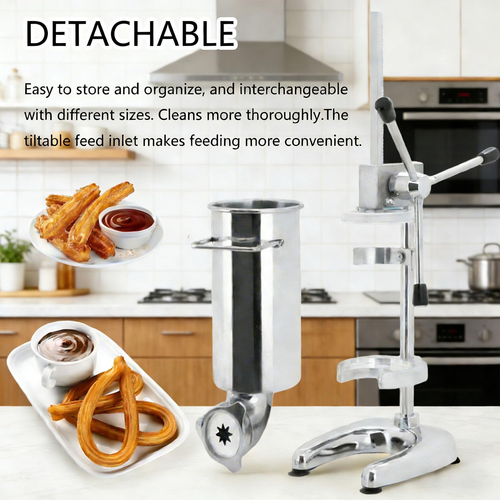 Machine à Churros en Acier Inoxydable - Appareil Manuel Churrera pour Pâtisseries Espagnoles Maison 2L