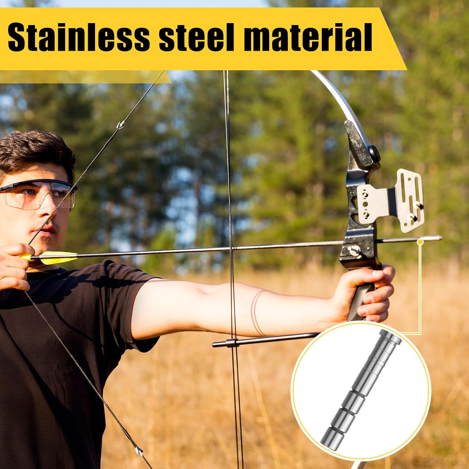 Frienda 15 Pack Stainless Steel Cut to Fit Arrow Inserts Suitable for ID. 204" 244" Carbon Arrows for 5/16" Field Point Thread Adjustable Weight 35-200 Grain