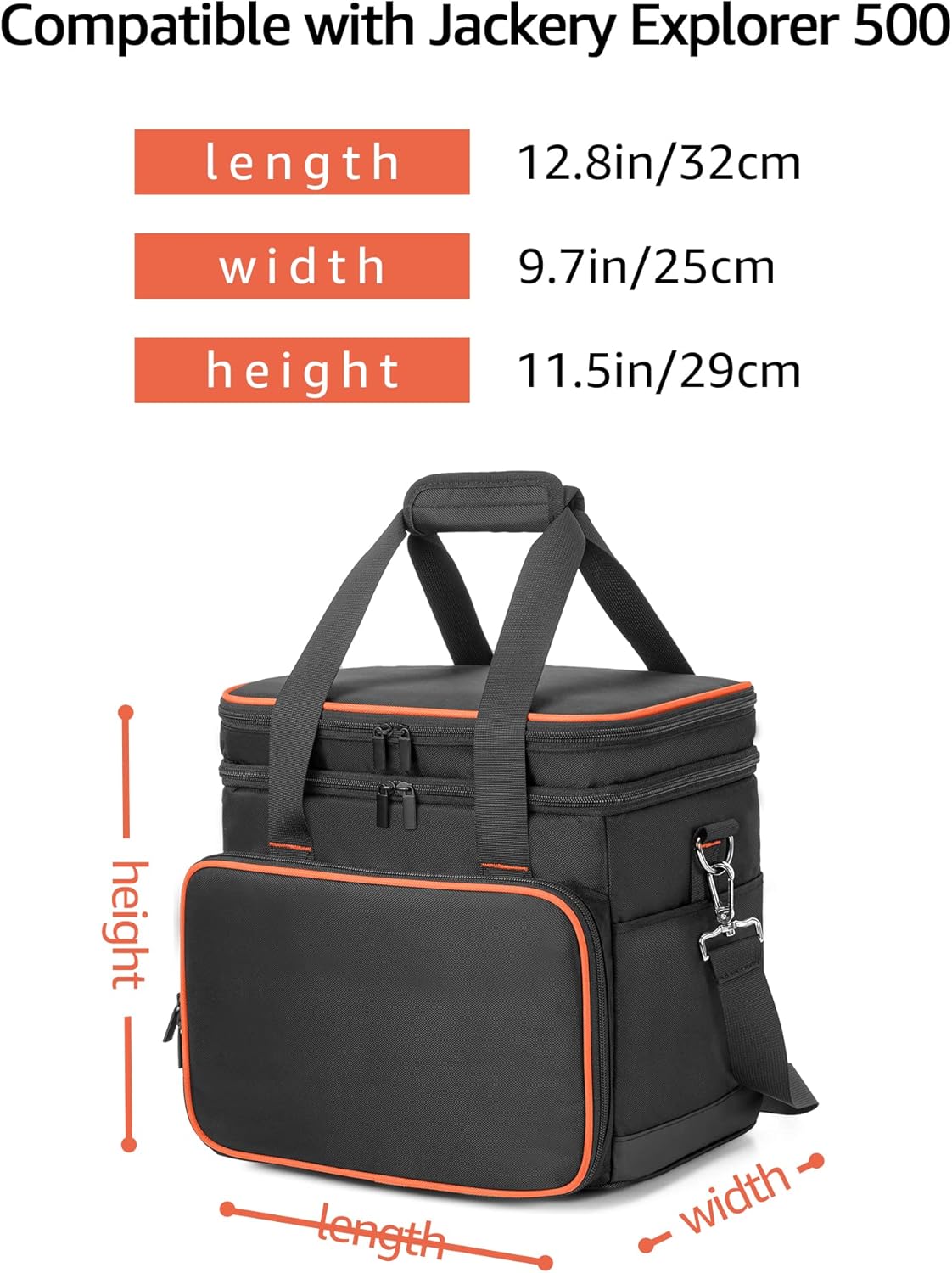 Trunab Double-Layer Carrying Case Compatible with Jackery Portable Power Station Explorer 500, Battery Case with Waterproof Bottom and Upper Compartment for Charging Accessories