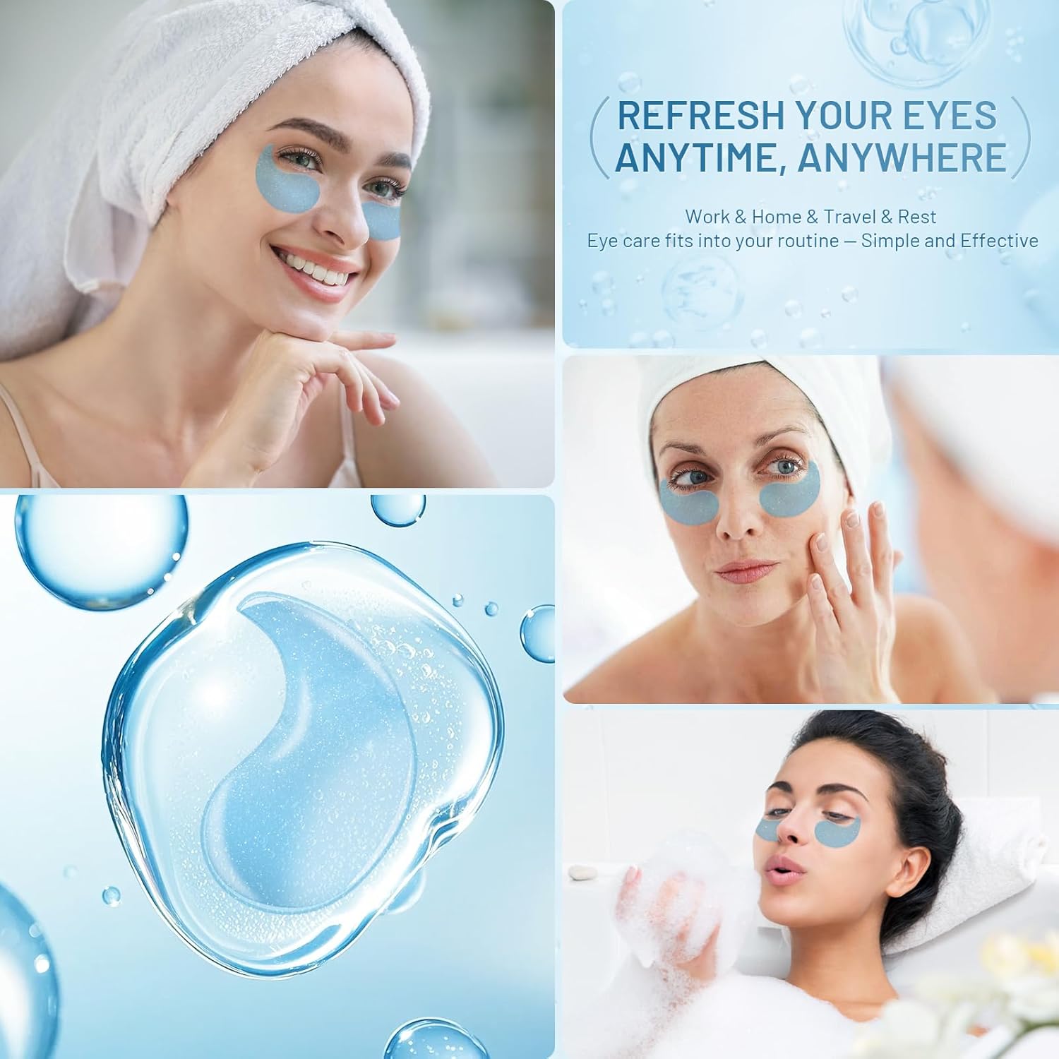 Under Eye Patches Masks - Reduce Puffy Eyes, Dark Circles,Undereye Bags, Wrinkles,Infused Peptide Collagen and Hyaluronic Acid,Vegan Cruelty-Free Self Care - Image 6