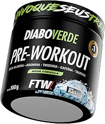 FTW Pré-Treino Diabo Verde em Pó com Cafeína, Aminoácidos Beta‑Alanina e Arginina para Treinos e Atividades Físicas - Pote 150g (Sabor: Black Ice)