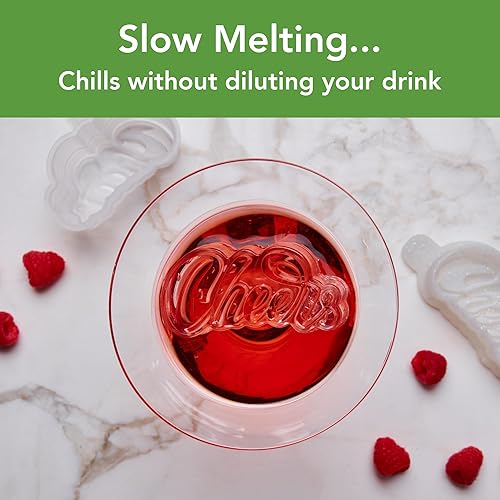 Miniatura 2 de Tovolo Moldes de hielo en forma de Cheers, juego de 2 moldes de hielo grandes para regalo  Molde de hielo único para enfriar bebidas  Almacenamiento