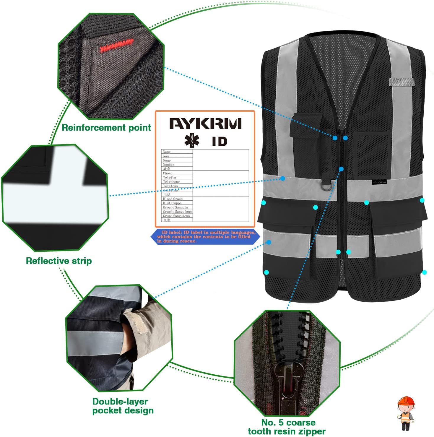 Black safety vest breathable - Image 3