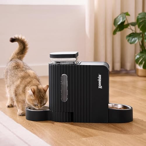 Miniatura 8 de Alimentador de gravedad para gatos y dispensador de agua con cuencos de acero inoxidable 304, alimentador automático 2 en 1 para gatos con cuenco de