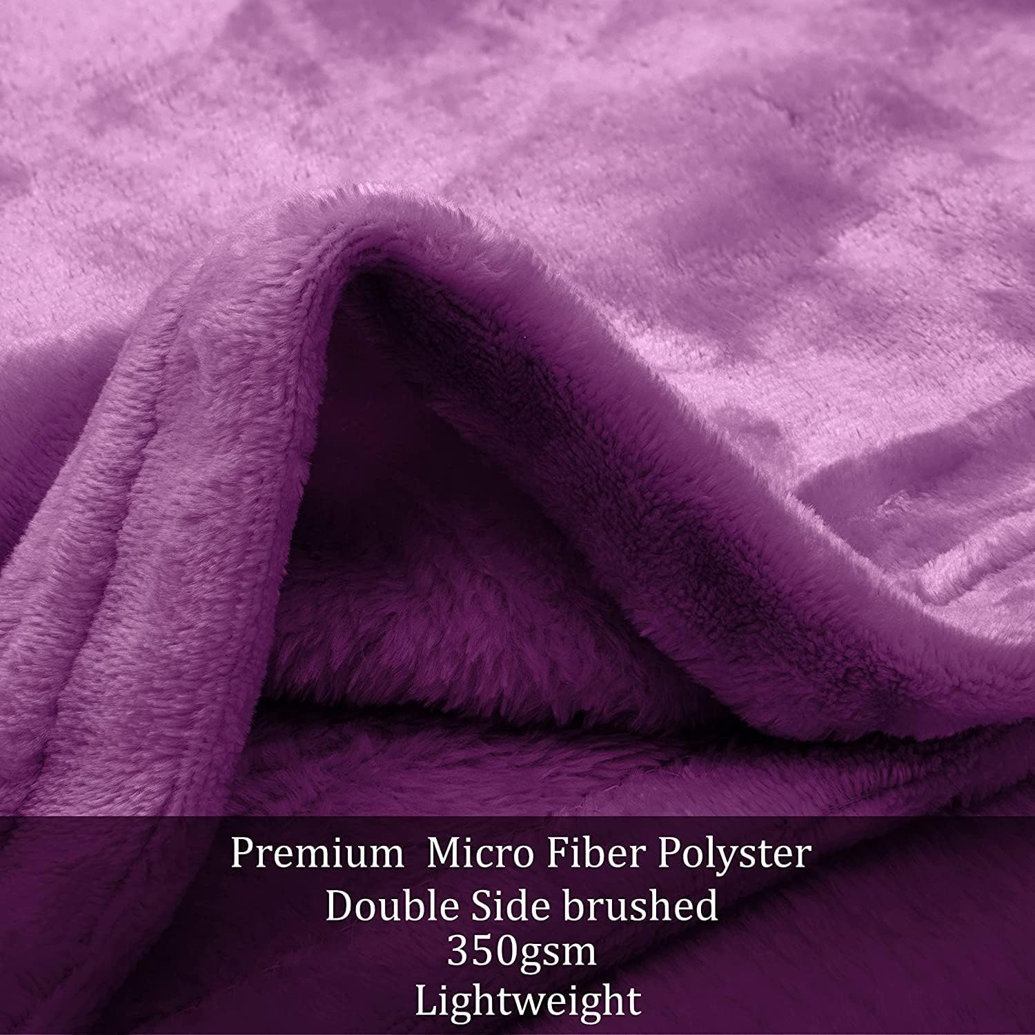 Fleece Throw Blanket 350GSM Cozy Soft Plush Lightweight Thick Blanket Blankets for Bed, Couch, Travel, Camping Warm Soft Blankets and Throws for Sofa Suitable All Seasons (Purple, King)