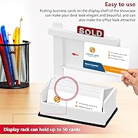 Vista 6 de Estante de exhibición de tarjetas de visita, soporte para tarjetas de visita de bienes raíces, soporte de madera para suministros de agente