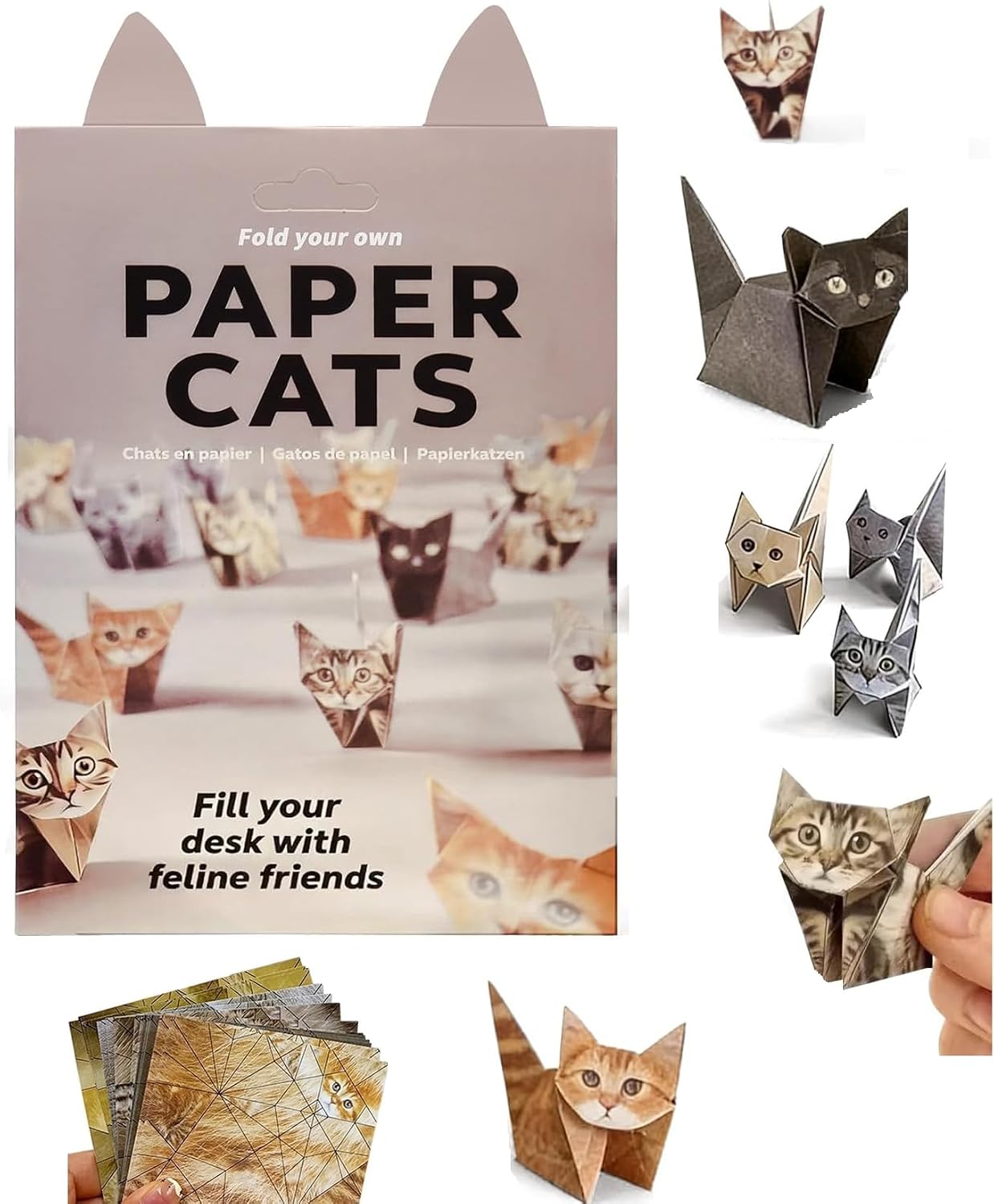 DIY Paper Cats Kit, 50 Sheets DIY Paper Cats Craft Kit, Fun Craft Activity Desk Decoration & Gift for Animal Lovers (Cat)
