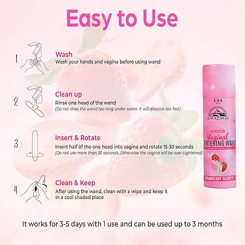 Miniatura 4 de Magic Tongkat Madura Virginity Varita de rejuvenecimiento vaginal de resultado instantáneo, palo vaginal natural para apretar y limpiar (fresa)