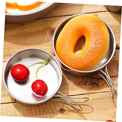 Miniatura 6 de Cuencos plegables de acero inoxidable para acampar Juego de cuencos de 2 piezas Vajilla portátil compacta