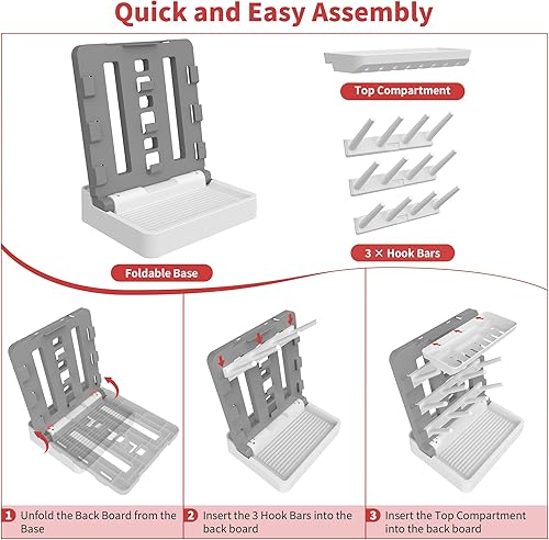 Miniatura 5 de Estante de secado de biberones, soporte vertical de secado de biberones, organizador de biberones que ahorra espacio para encimera, capacidad para