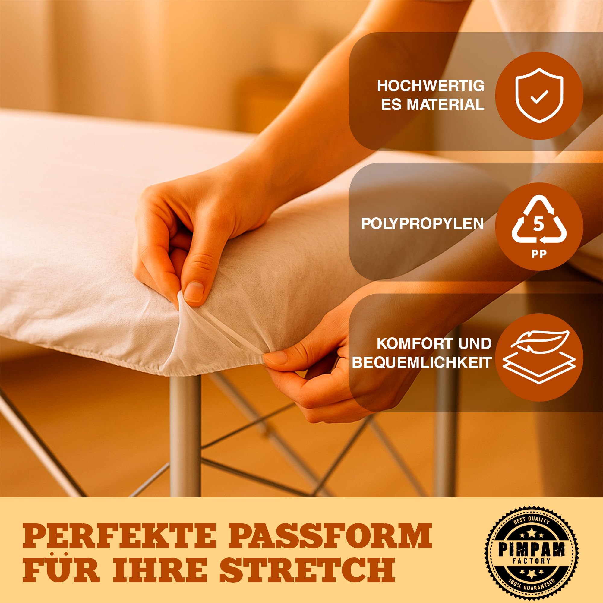 PimPam Factory - Massageliege bezug Verstellbare - 80x210 cm - 50 Stück - Hergestellt aus SMS-Material - Einweglaken Hypoallergen - Flüssigkeitsabweisend