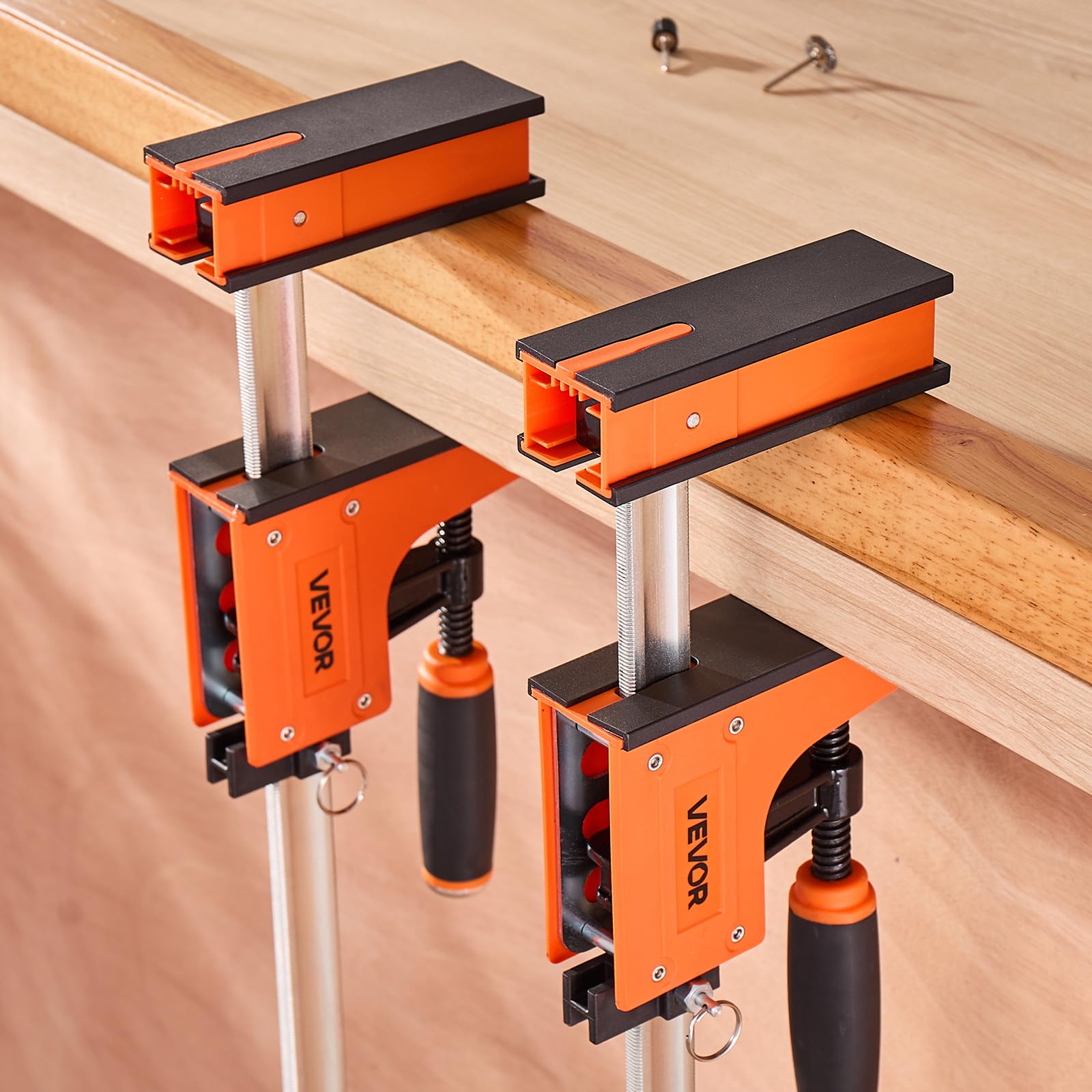 VEVOR Morsetti a Barra per Lavorazione del Legno da 91,4 cm Morsetti a F con Limite di Carico di 680 kg 2 Pezzi, Pressione Uniforme, Plastica ad Alta Resistenza e Acciaio al Carbonio, Arancione