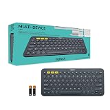Logitech 920-007558 K380 Multi-Device Bluetooth Keyboard – with FLOW Cross-Computer Control and Easy-Switch up to 3 Devices – Dark Grey