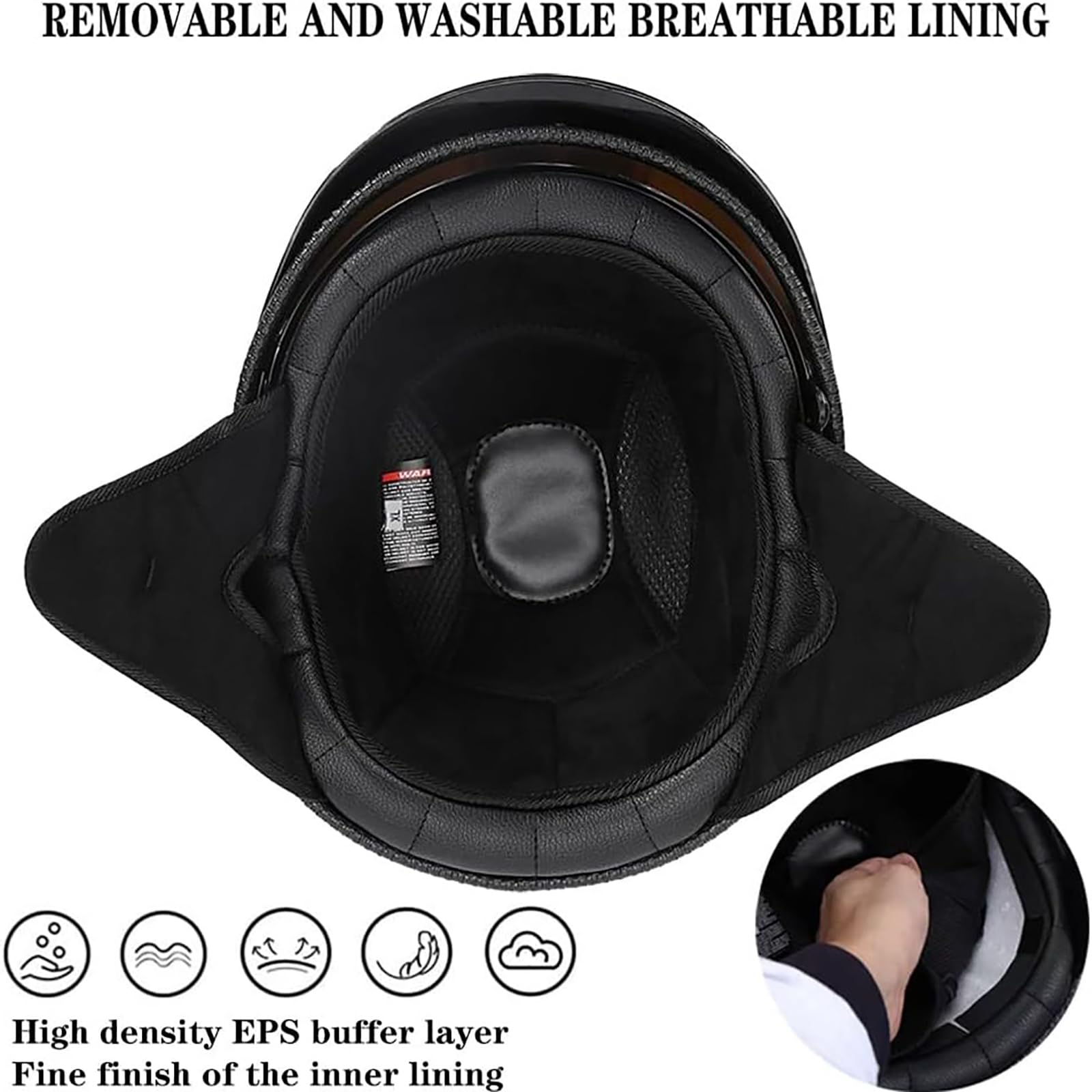 Casco da Moto retrò a Mezza Calotta per Adulti, Uomo e Donna, Casco Aperto con Visiera Parasole per Moto, Cruiser, Chopper, ciclomotore, Scooter, Moto, Certificato DOT, Nero Opaco,