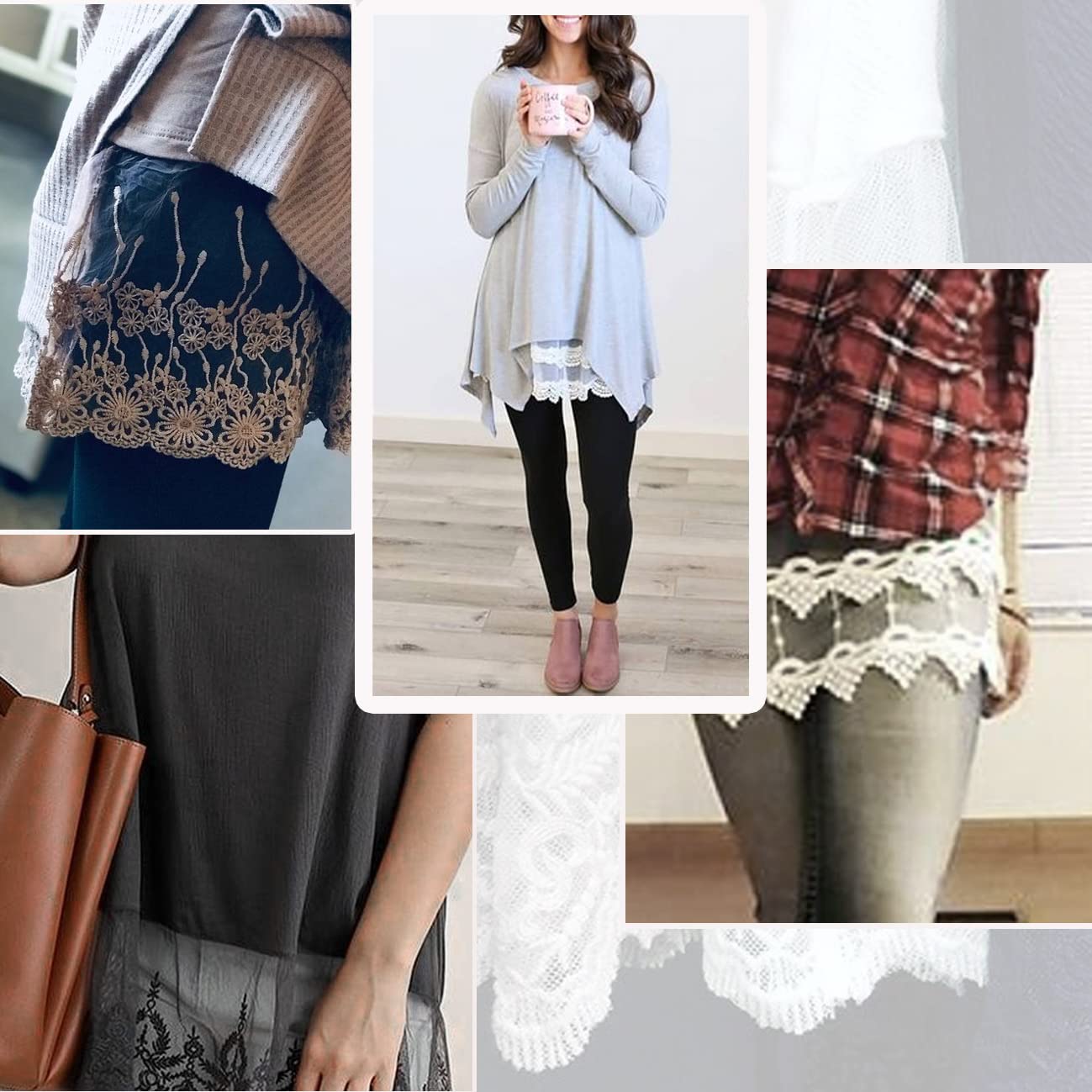 Extensor de camisa de encaje para mujer, talla grande, cintura elástica, media enaguas