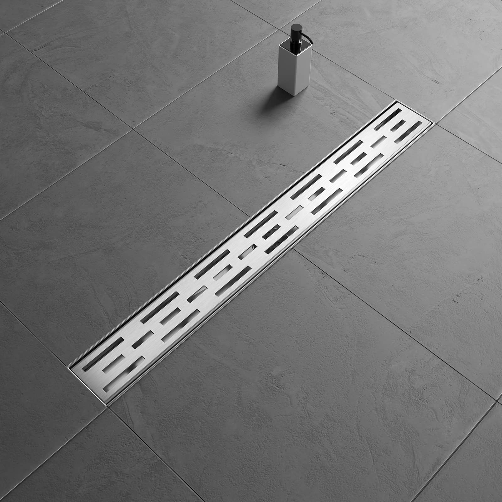 Buy HUCKLE 24inch Rectangular Linear Shower Drain with Long Striped