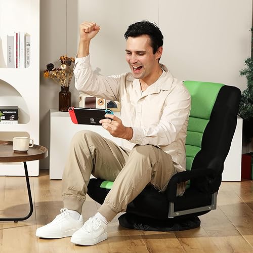 Miniatura 2 de Silla giratoria para juegos multiusos para jugar videojuegos, TV, lectura con reposabrazos soporte lumbar y respaldo de 6 posiciones ajustables para