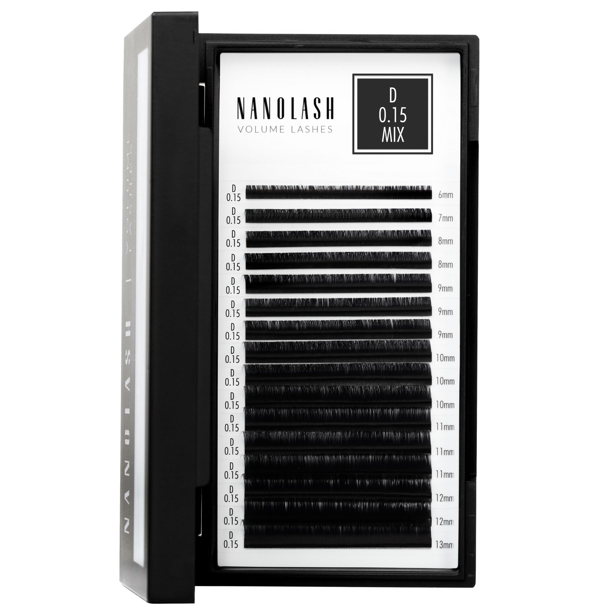Nanolash Volume Lashes - false lashes for professional eyelash extensions, volume eyelash extensions (0.15 D, MIX 6-13mm)