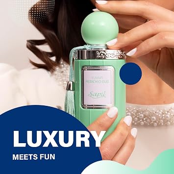 Sapil Yummy Pistachio Oud Unisex EDP Long Lasting Perfume Pistachio, Jasmine & Vanilla Fragrance Inspired by Sweet Emotions, Perfect for Playful Mood, Day to Evening Arabic Perfume 3.4 oz / 100ml