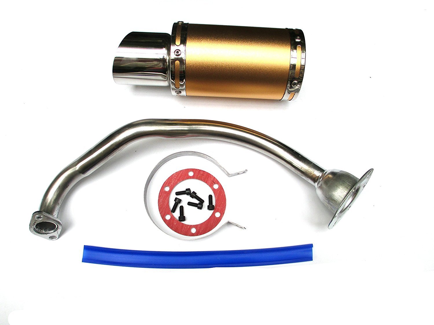 NEW! High Performance Exhaust System Muffler for GY6 50cc-400cc 4 Stroke Scooters ATV Go Kart (Gold)