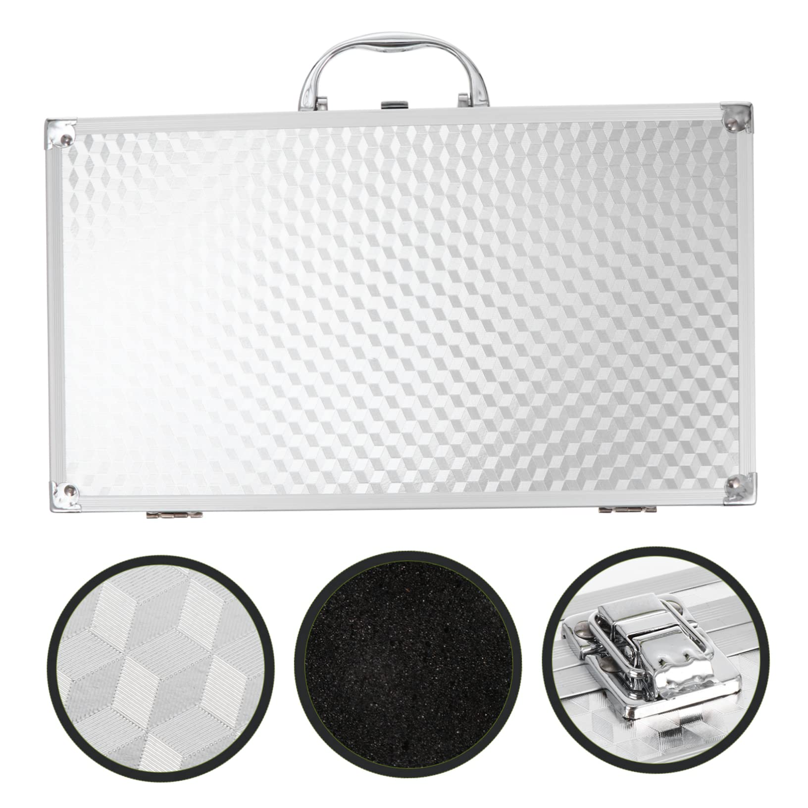 jojofuny Custodia per Schede Audio in Alluminio Argento Capacità di Carico Elevata e Trasporto Comodo, Valigetta Elegante e Semplice per Viaggi e Utilizzi Professionali