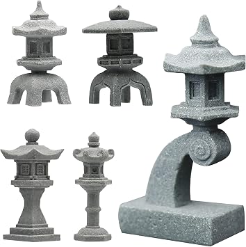 5 Pcs Miniature Japanese Lantern Decoration Mini Fairy Garden Decor Set