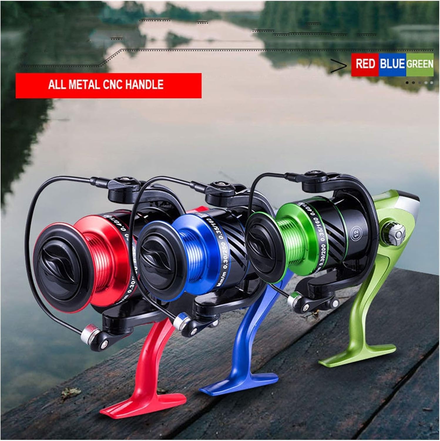 Fishing Reels 12BB Fishing Spinning Reel 1000-7000 No Gap Metal Spool Gear Ratio 5.2:1 Reel Carp Fishing Gear for Inshore Boat Rock Freshwater Saltwater (Color : Red Spool Capacity : 1000 Series)