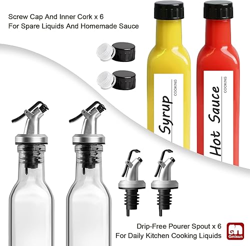 Miniatura 4 de GMISUN - Dispensador de aceite y vinagre de 8 onzas botella dispensadora de aceite de oliva superior a prueba de fugas para cocina tarro de vidrio
