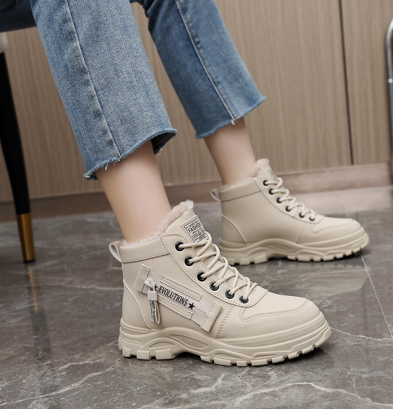 Snow Boots Womens Warm Fur Lined Winter Boot Comfortable Ankle Booties Outdoor Anti Slip Shoes Waterproof Short Boots - Image 5