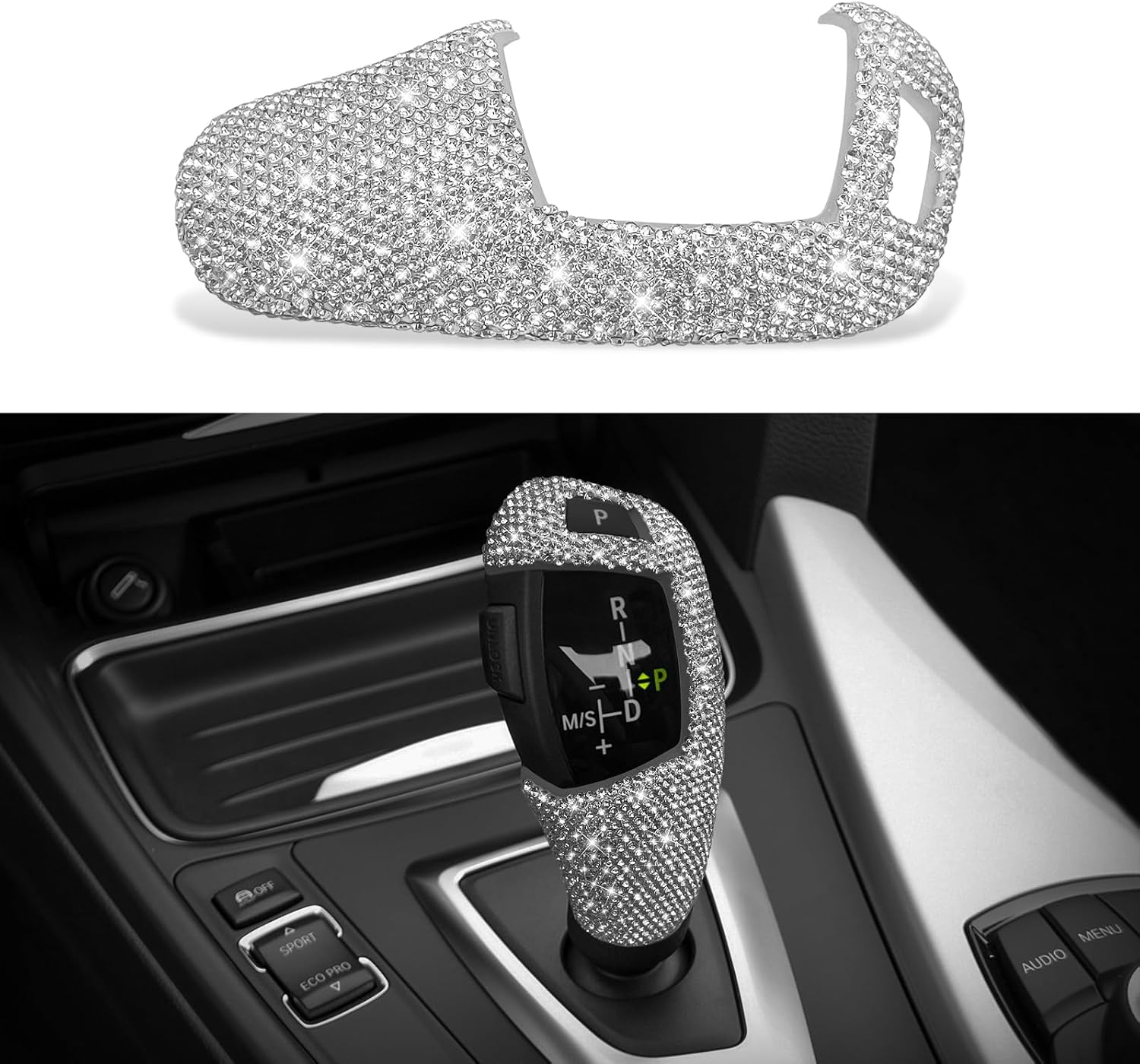 CONGCONG Bling Car Gear Shift Knob Cover Compatible with BMW 1 2 3 4 5 6 Series 3GT 5GT X3 X4 X5 X6. (Model B)