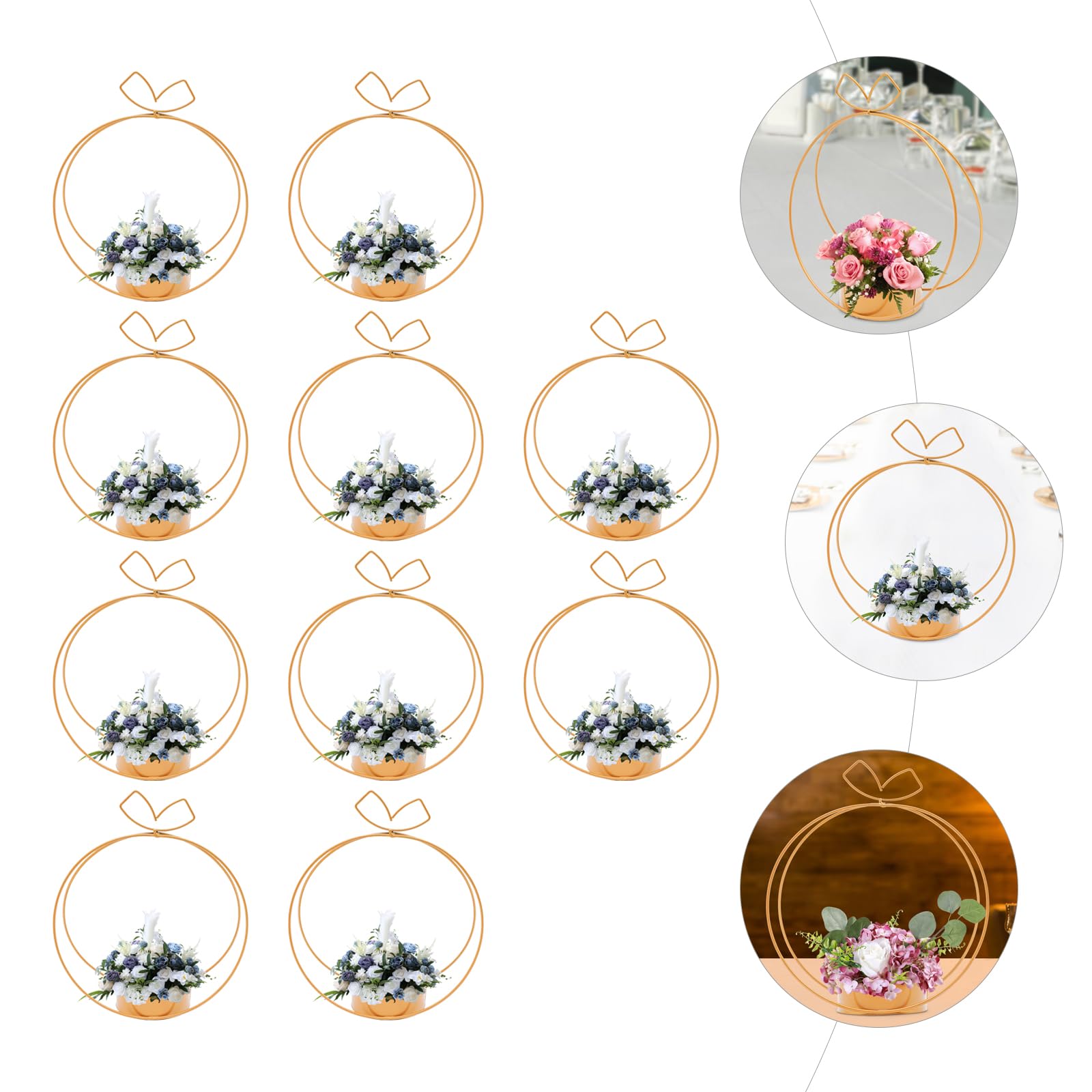 Vasi dorati per centrotavola per matrimoni, 10 pezzi, rotondi, in metallo, eleganti per tavoli, vasi, decorazioni per matrimoni, feste, centrotavola, decorazioni per la tavola (piccoli)
