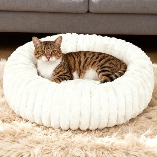 Miniatura 11 de Cama lavable para perros y gatos pequeños, cama redonda calmante y antiansiedad en forma de dona, bonita cama para gatos de interior, camas