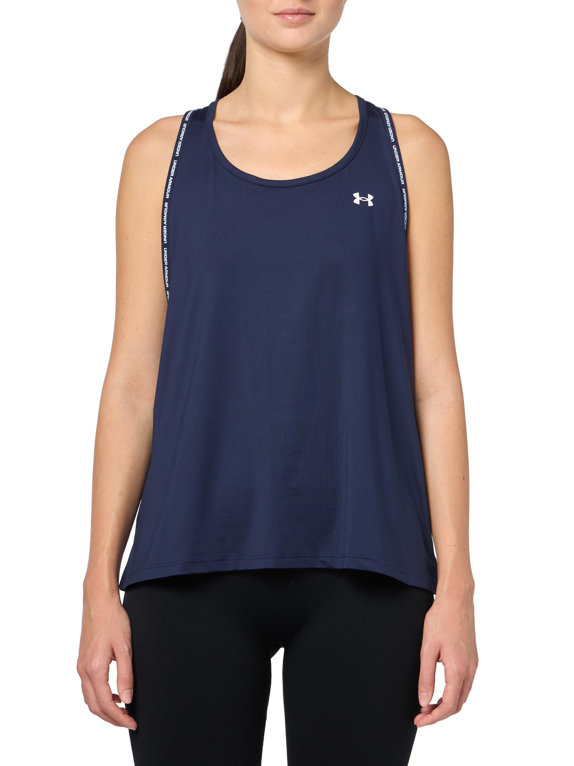 Under Armour Donna Tech Knockout Tank, Top Sportivo Donna, Canottiera Sportiva Leggera, Traspirante e Ottima per l'allenamento, Blu Navy/Bianco, SM