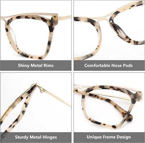 Miniatura 8 de Zeelool Elegante gafas de ojo de gato de gran tamaño con lente transparente gafas de metal para mujeres Kaedra ZJGX520498