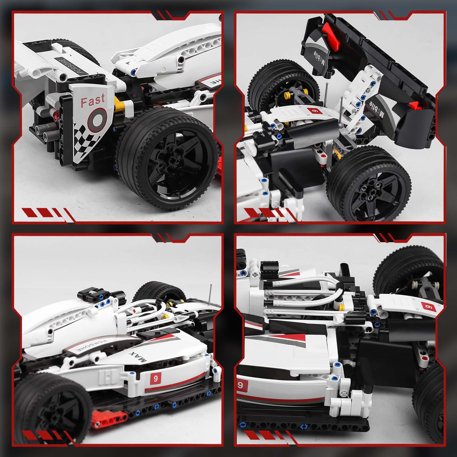 Mould King Technik Bausteine Formel Eins Technik Sportwagen Modellbausat, 1698 Klemmbausteine Konstruktionsspielzeug MOC Bausatz Spielzeug, Kompatibel mit Irgendeine Marke Spielzeug