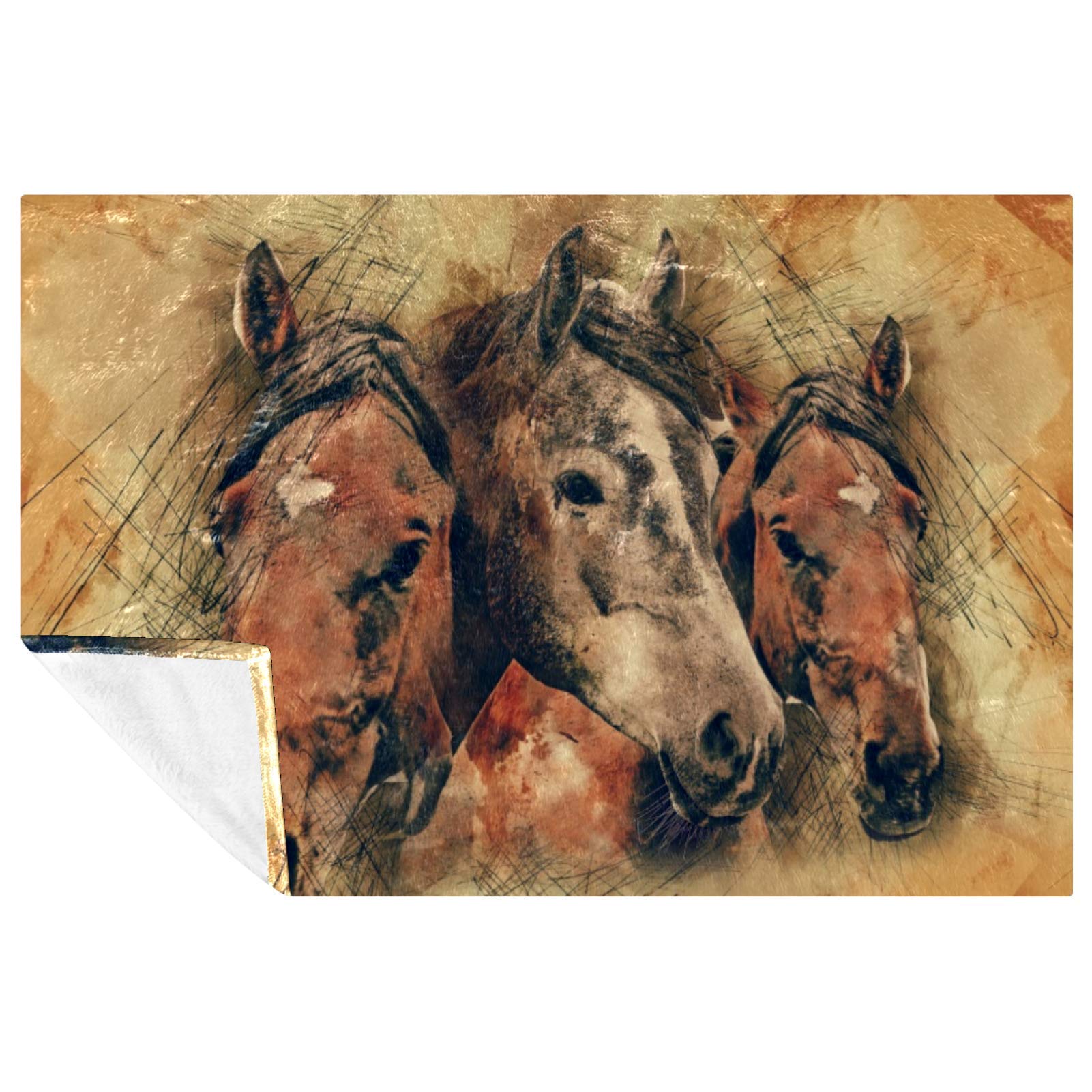 Couverture cheval douce pour un pique-nique ou un canapé cosy de 150x100 cm