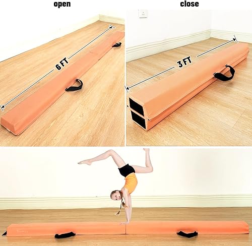 Miniatura 173 de MARFULA Viga de gimnasia plegable de 6 pies, 8 pies y 9 pies, haz de equilibrio de espuma – Extra firme – Cubierta de gamuza – Parte inferior verde