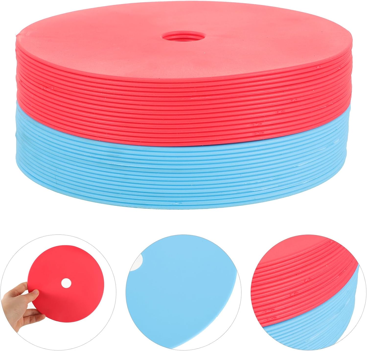 Veemoon 30pcs Soccer Training Markers Flat Sign Discs Football Marker Plates Red and Equipment for Football Practice and Field Marking