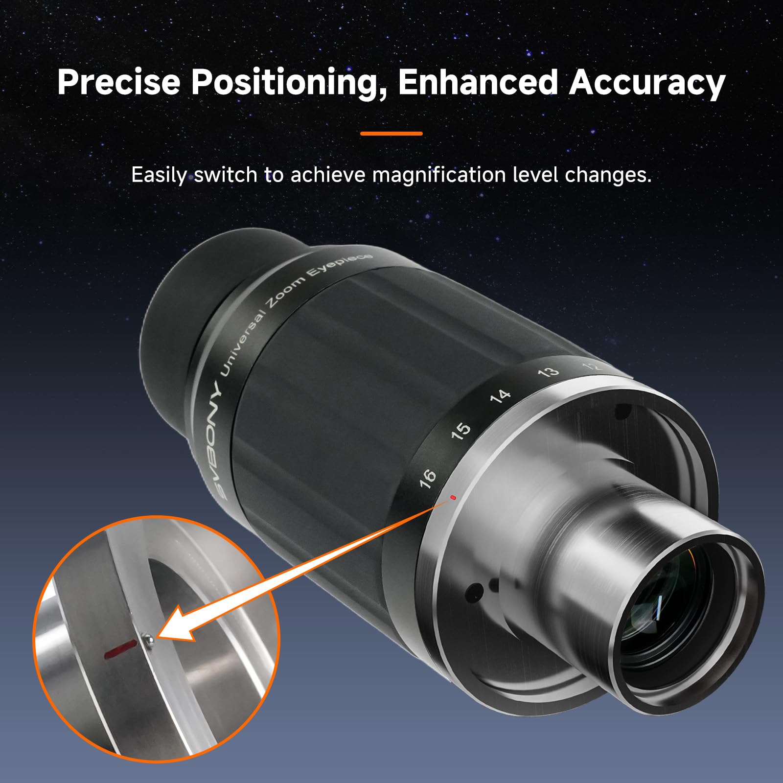 Svbony SV245 Oculare per Telescopio con Zoom, 1.25" 8 mm-16 mm Oculare Universale per Telescopio, Campo Visivo Costante 63° Accessori per Astronomia con Adattatore da 2", per Osservazione della luna