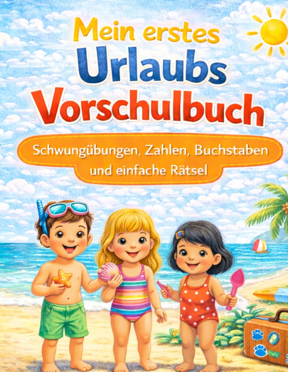 Mein erstes Urlaub`s Vorschulbuch für Kinder ab 4 Jahren: Schwungübungen, Zahlen, Buchstaben und einfache Rätsel