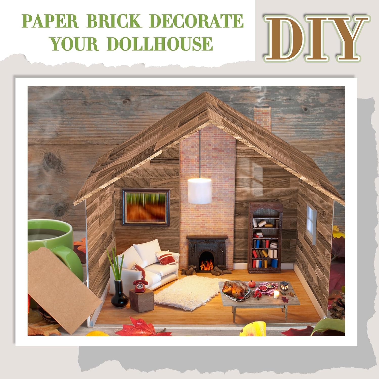 Flutesan 12 Pcs Miniature Dollhouse Wallpaper, Classic Style image 3