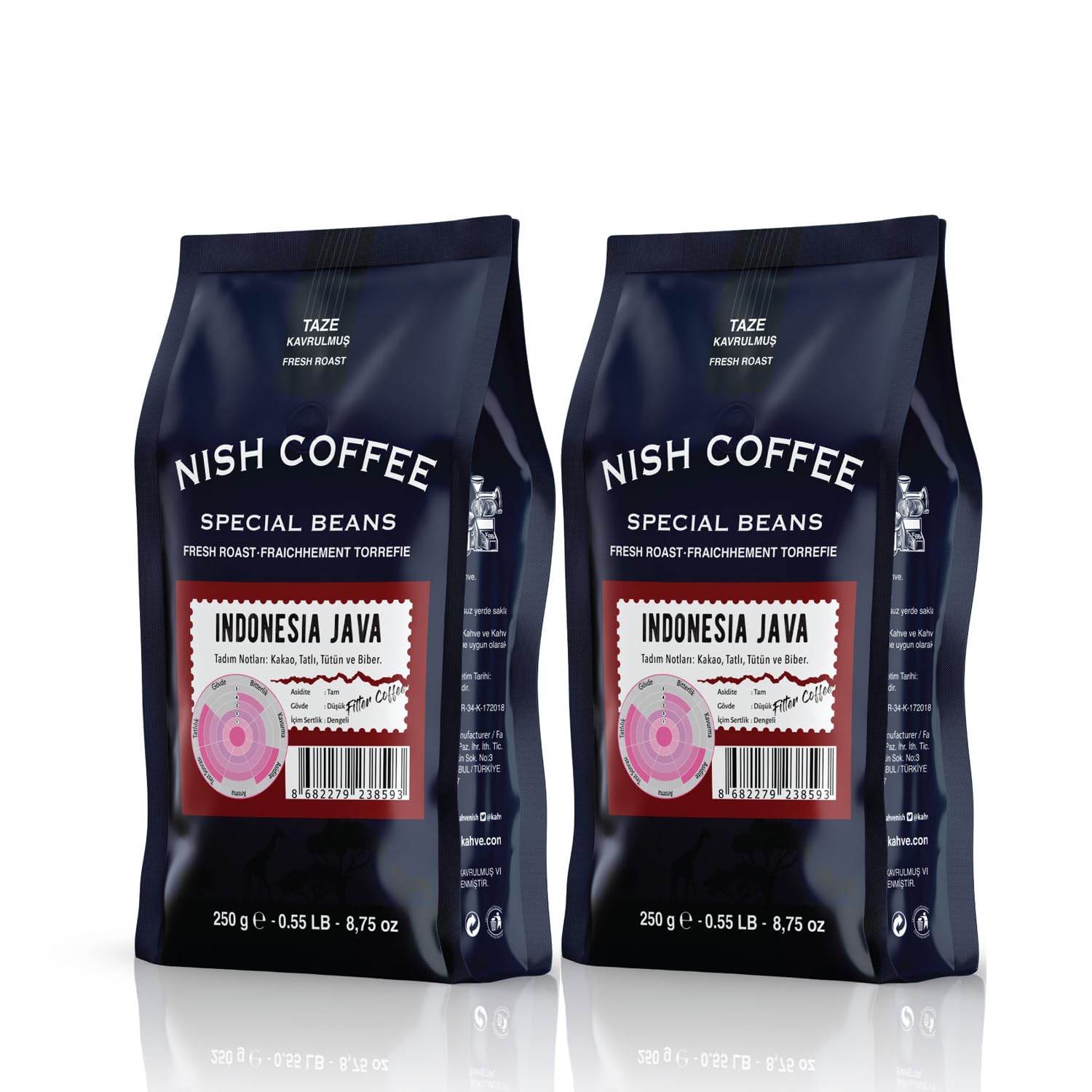 Nish Kahve Filtre Kahve Endonezya Java 2x250 Gram Çekirdek
