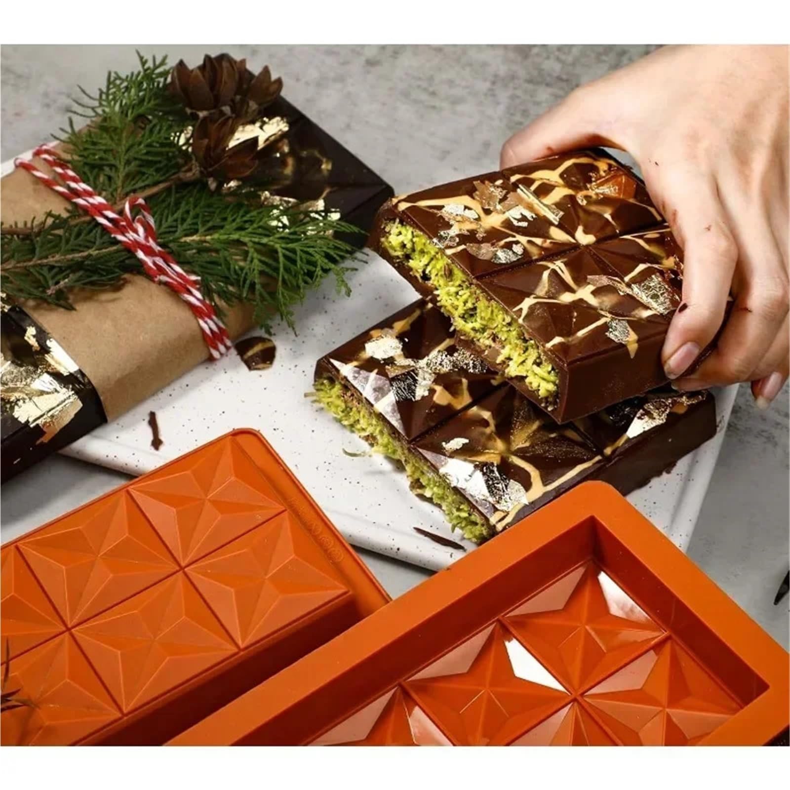 4 pezzi di stampo for cioccolato, in silicone spesso for riempire barrette al pistacchio, for caramelle grandi dimensioni for Per La Produzione Del Cioccolato