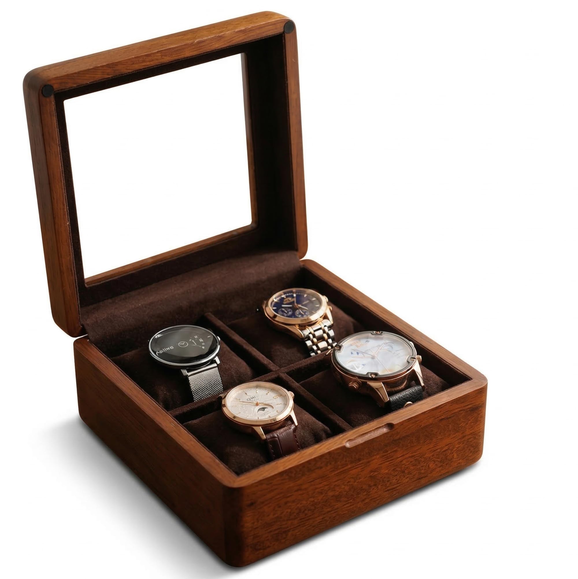 LivlyJewcase Wooden Watch Case with Glass Lid